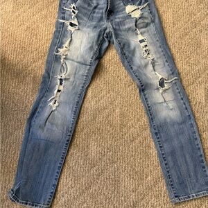 Distressed Blue Girls Jeans